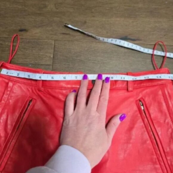 Carven Leather Skirt Red Mini size S - Picture 5 of 6